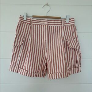 Blu Pepper Peach and White Striped Women's Cargo Shorts